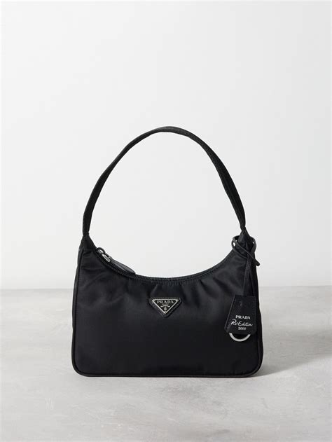 prada nylon shoulder bag nude